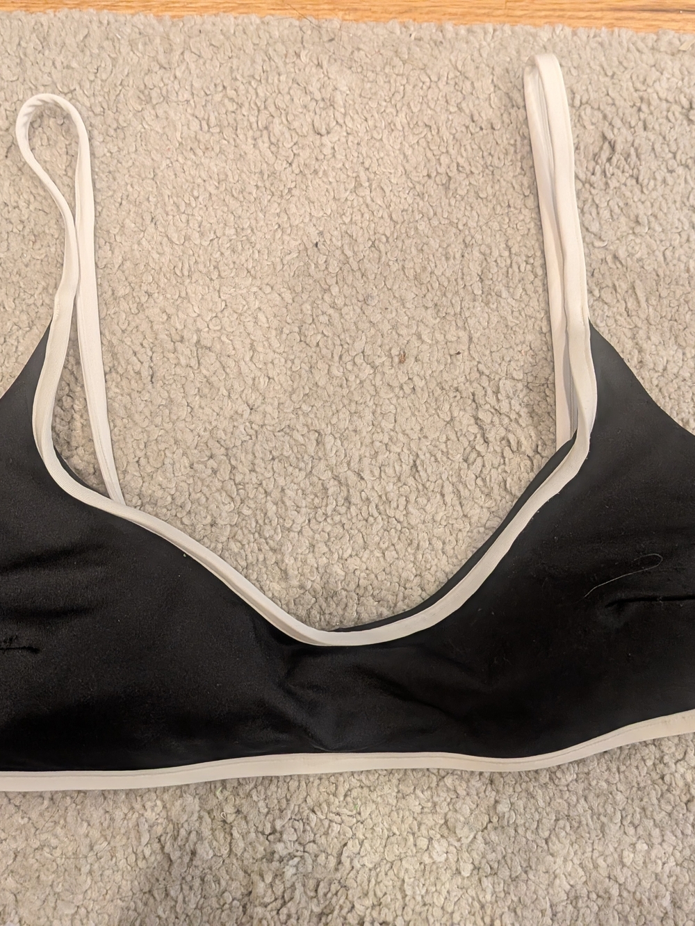 H&M Black Bikini top with White Piping Size 6